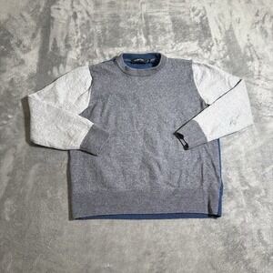 Kids Bugatchi 100% Wool Sweater Size Medium Gray Blue Pullover Made In Italy